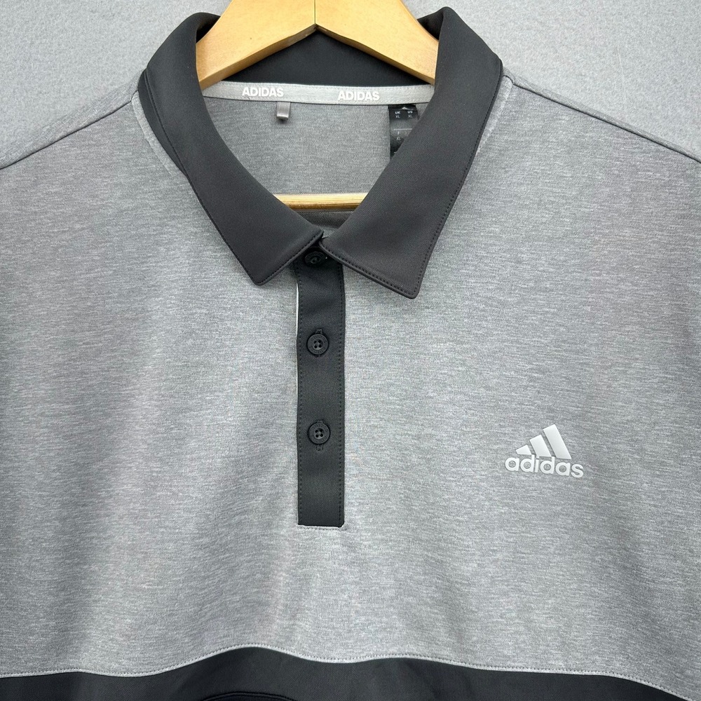 Adidas Golf Polo‎ Shirt Athletic Training Gray Black Mens XL Preppy Outdoor Golf
